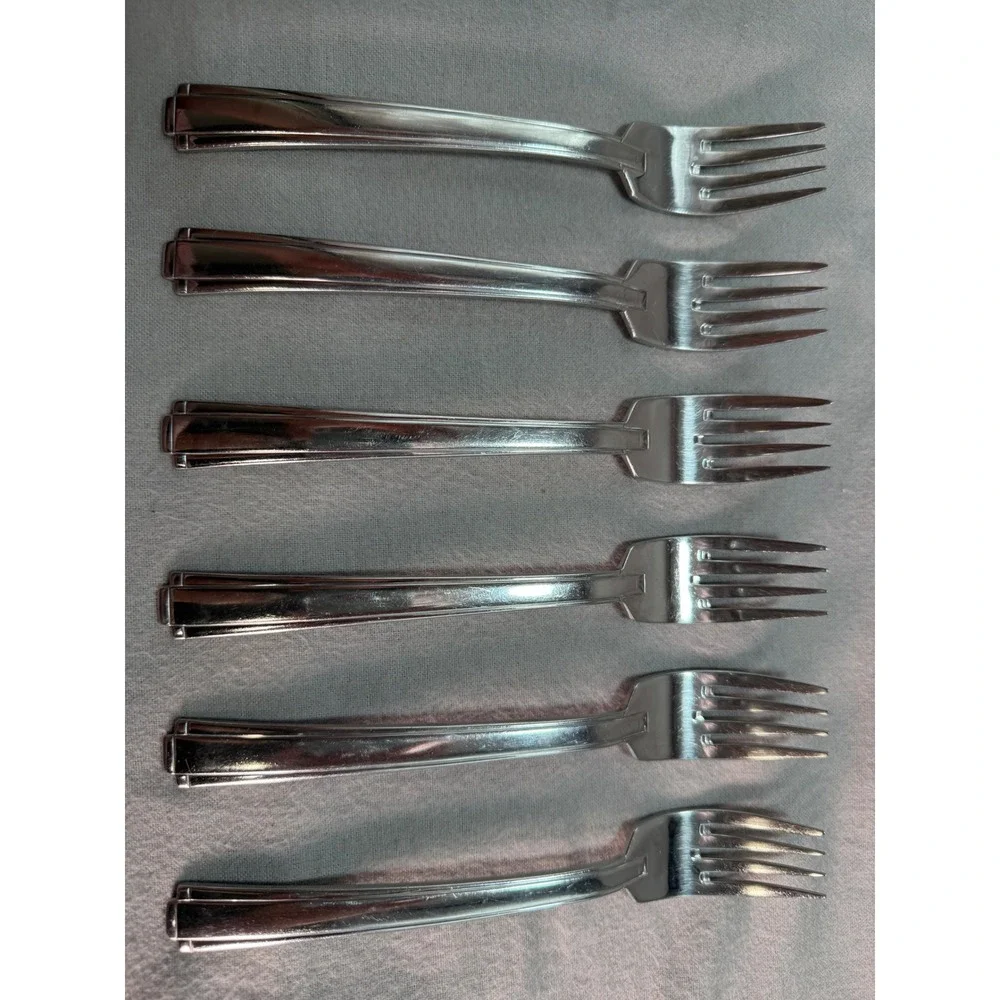 Oneida Etage 6pc Salad Forks 18/10 Stainless Steel 2529 Post Modern Geometric 7
